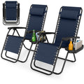 Zero Gravity Chairs Set of 2 Portable Folding Lounger with Pillow Cup Holder S535