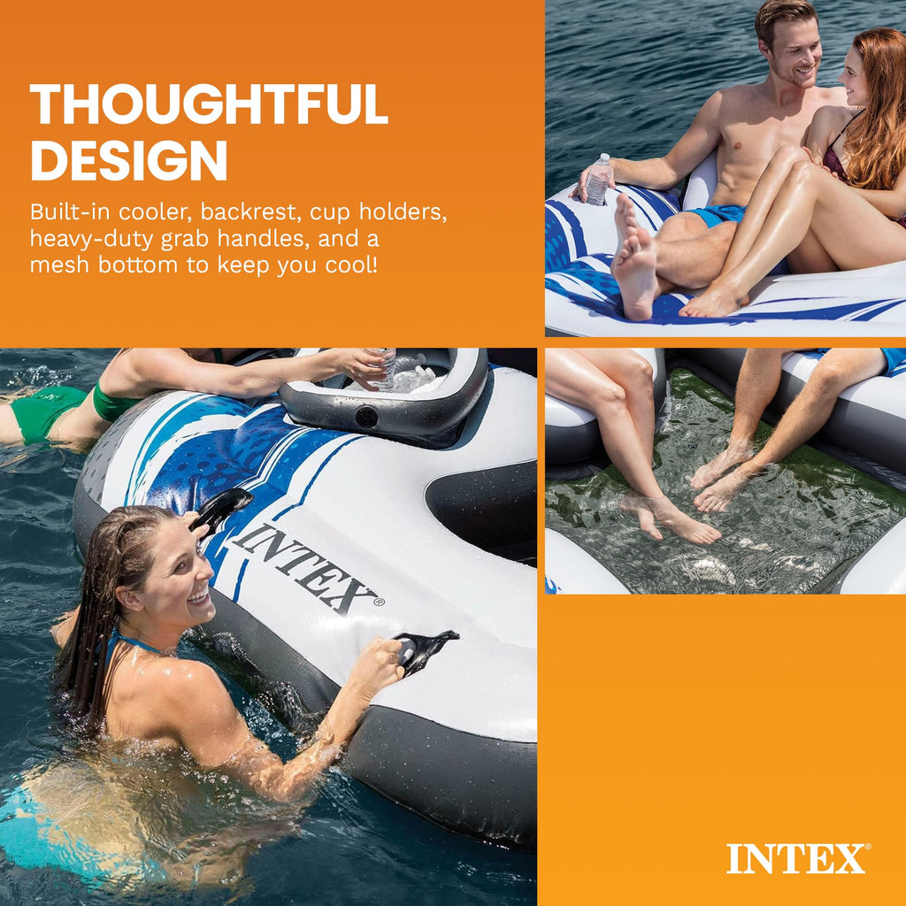 Blue 5-Person Inflatable Pool Island Raft W257579