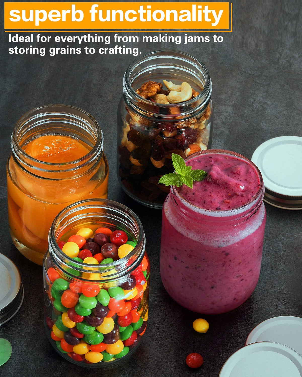 12 oz Glass Canning Jars 6 Pack L329
