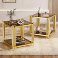 Gold Square Glass End Table, Set of 2 P387