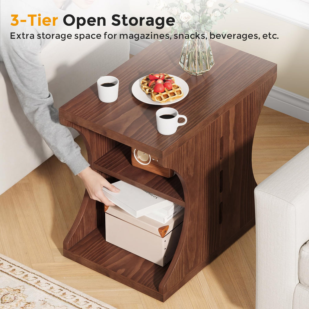 Brown Solid Wood Side End Table O83762