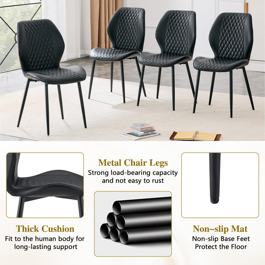 Set of 4 Black Upholstered Dining Chairs W351