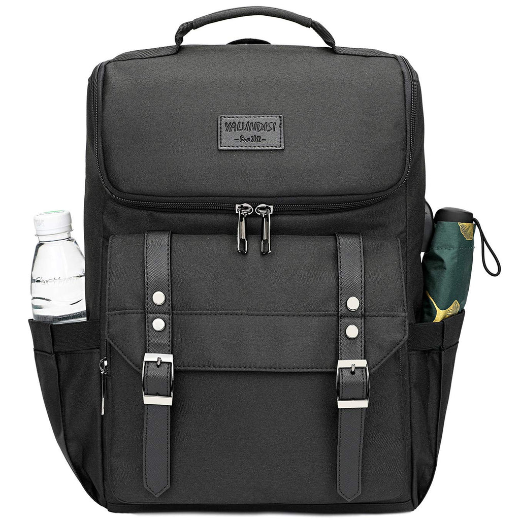 Vintage Laptop Backpack with USB Charging Port Fits 15.6 Inch Black C145