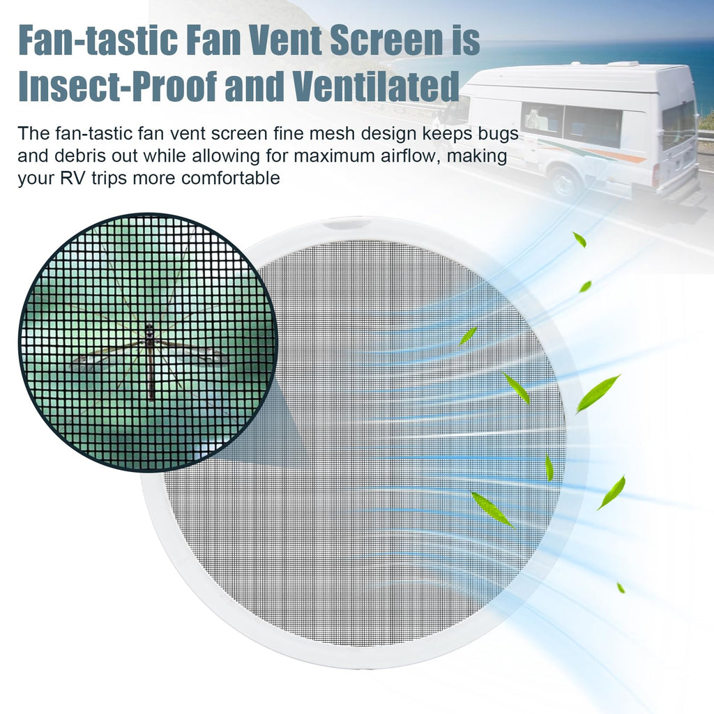 White 2PCS RV Vent Screen Roof Fan Frame Parts N4475