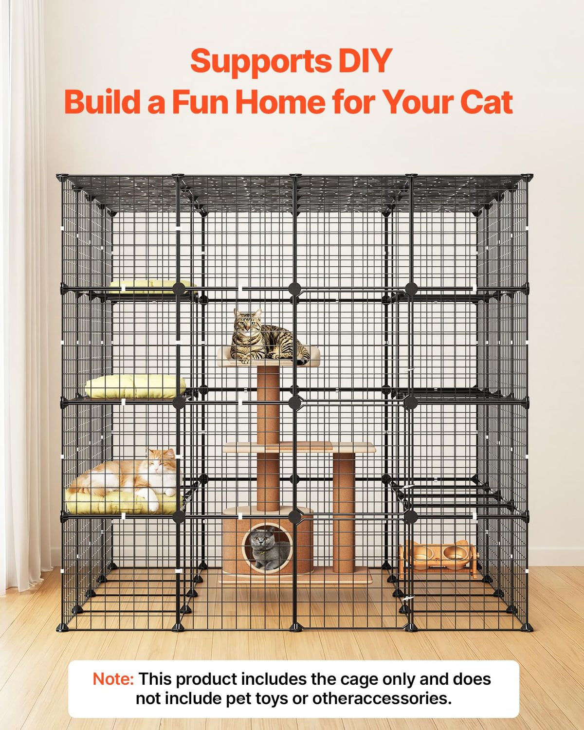 4-Tier Metal Wire Cat Cage with 3 Doors K95855