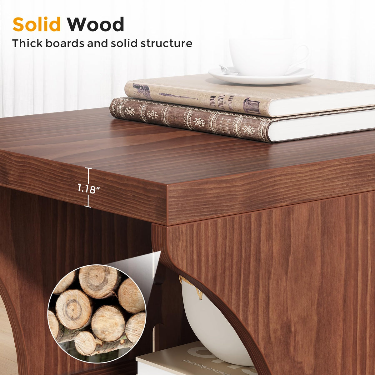 Brown Solid Wood Side End Table O83762