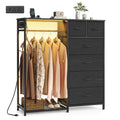 Dresser with Hanging Rod, Closet Organizer with 6 Fabric Drawers Y160