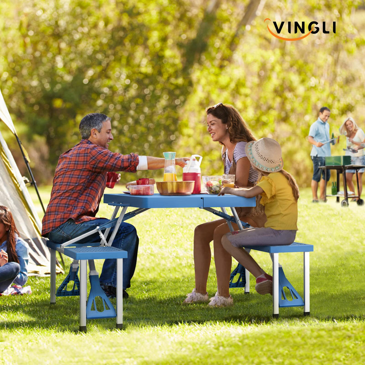 4 Ft Folding Picnic Table Set with 4 Seats X630