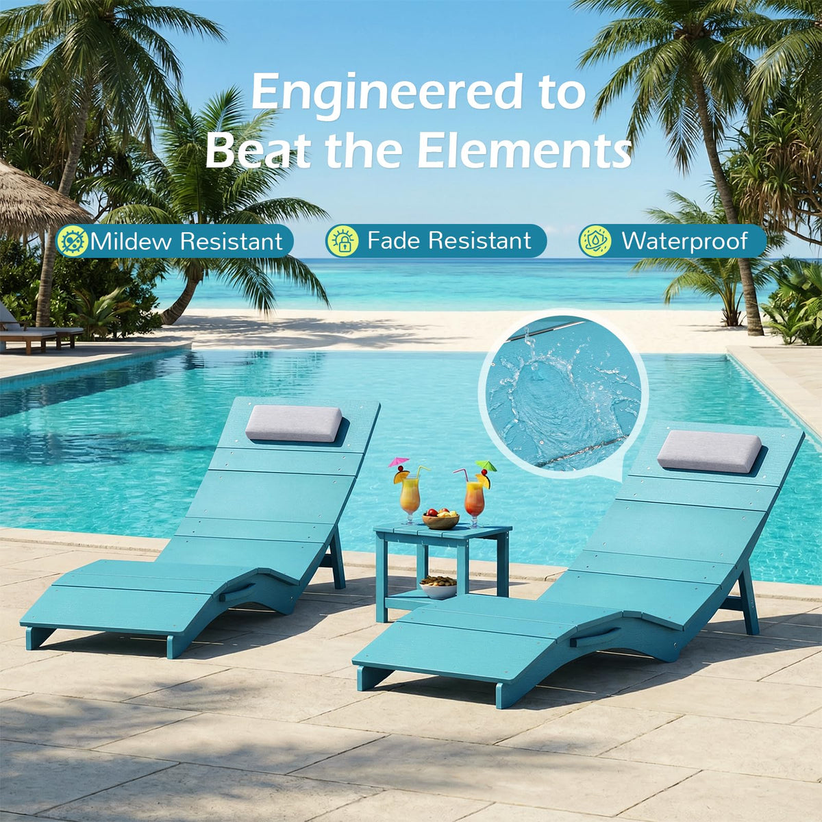 Turquoise Rectangular Outdoor Side Table A987