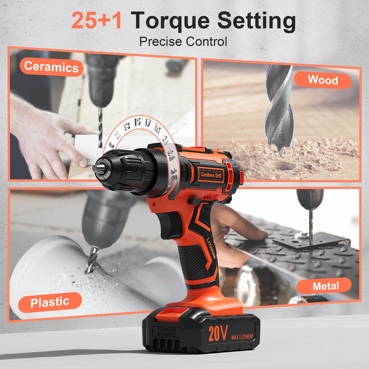 Cordless Drill Set 20V with 2.0Ah Power Pack and Charger Q99556