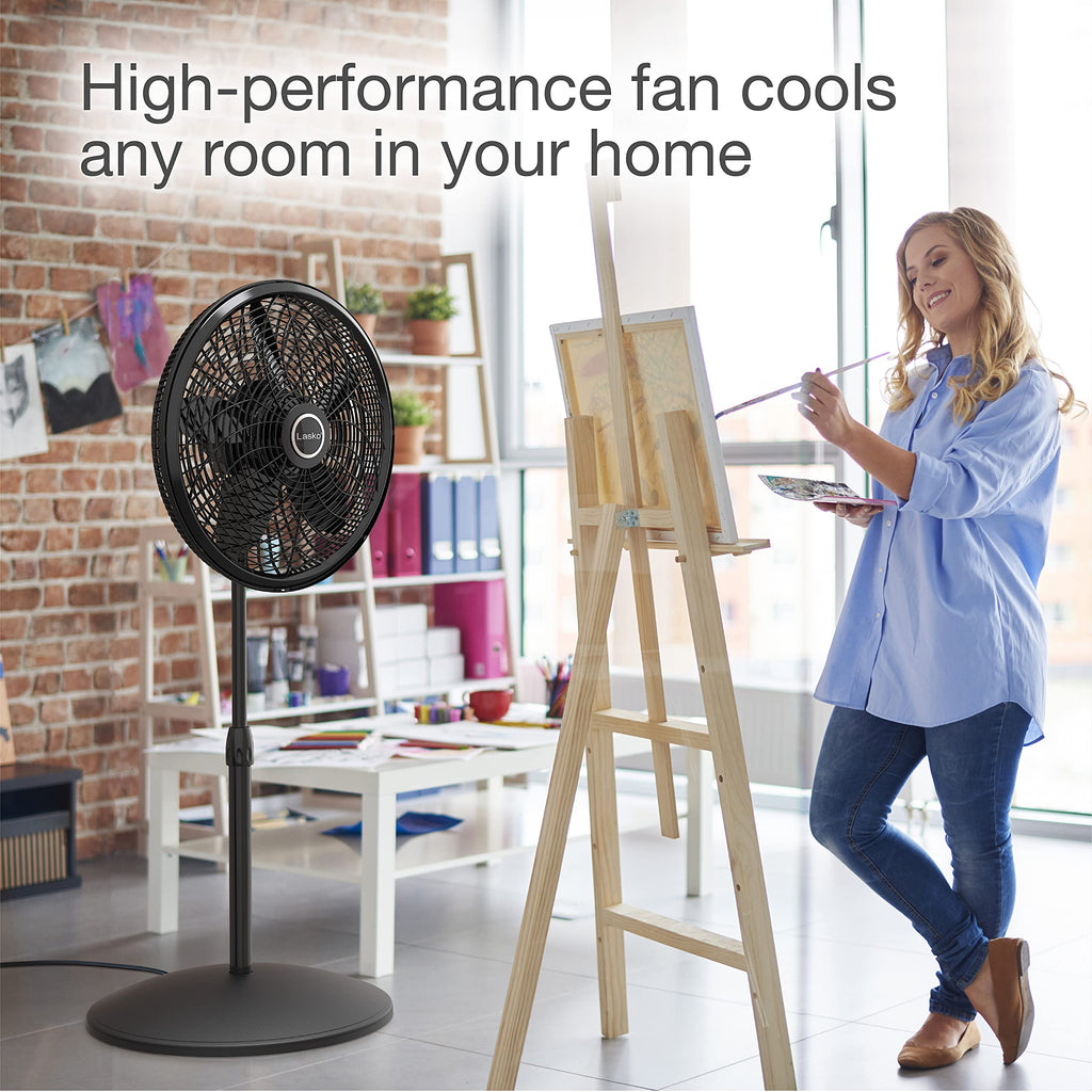 Oscillating Pedestal Fans with Adjustable Height, Timer, Remote Control and 3 Speeds H860871