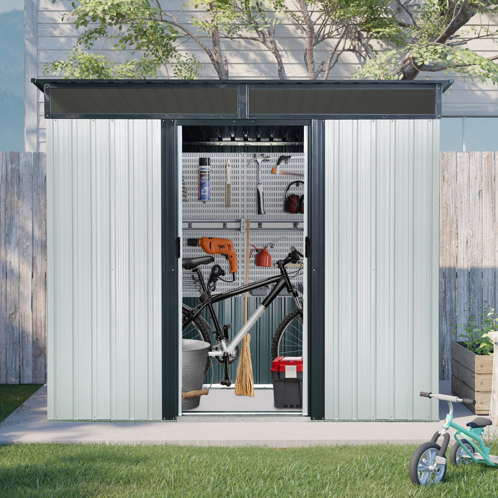 8 x 6 FT Metal Storage Shed with Lockable Sliding Doors L6494