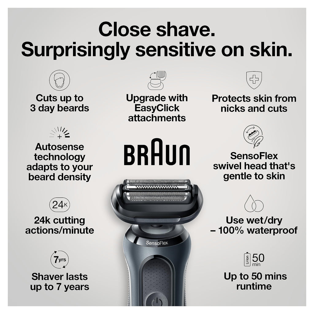 Electric Razor Wet & Dry Rechargeable Cordless Foil Shaver Black B698760