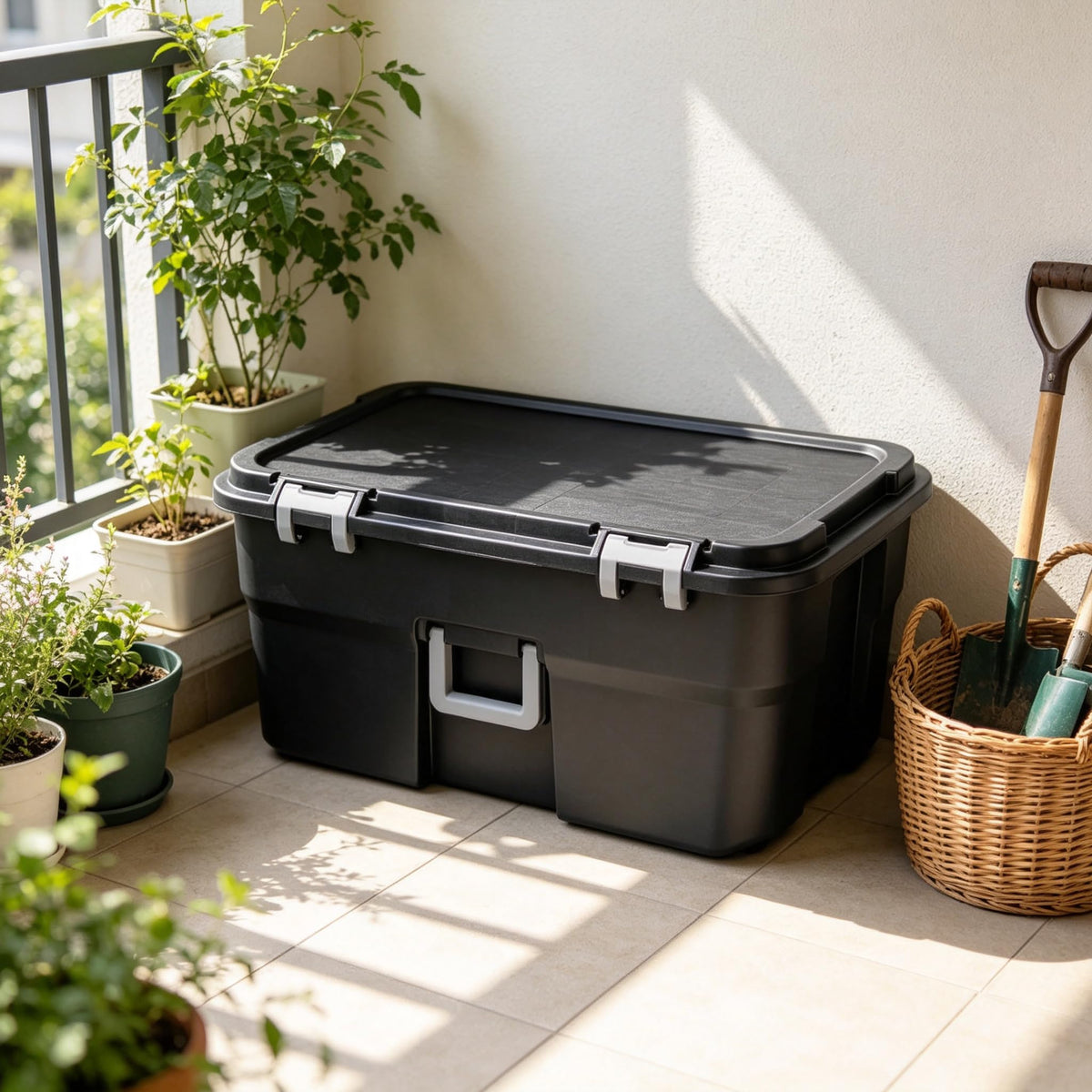 22 Gallon Wheeled Lockable Plastic Storage Footlocker W633187