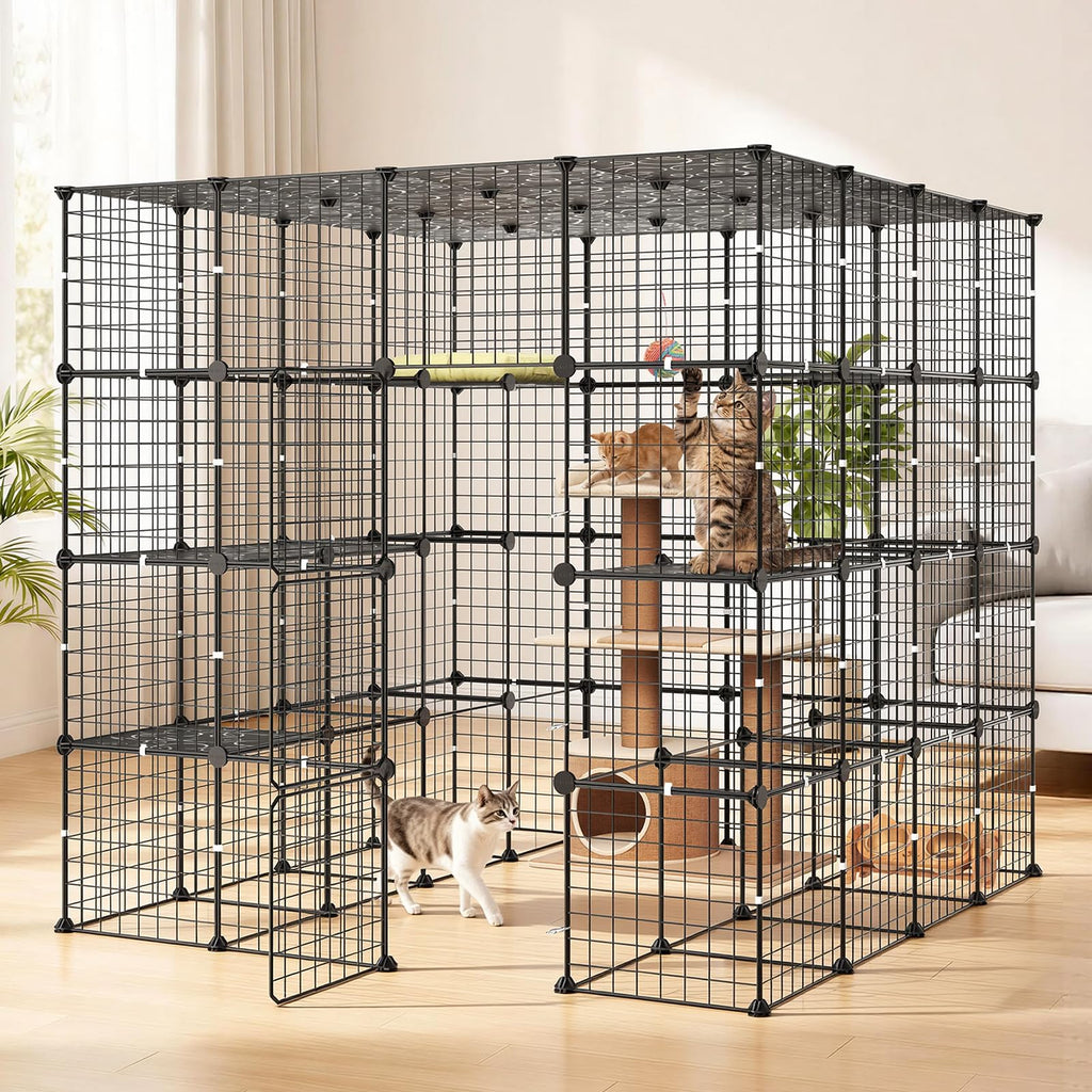 4-Tier Metal Wire Cat Cage with 3 Doors K95855
