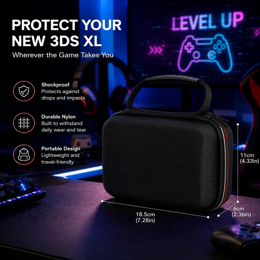Carrying Case for New 3DS XL LL with Hard Shell and Charging Cable S254
