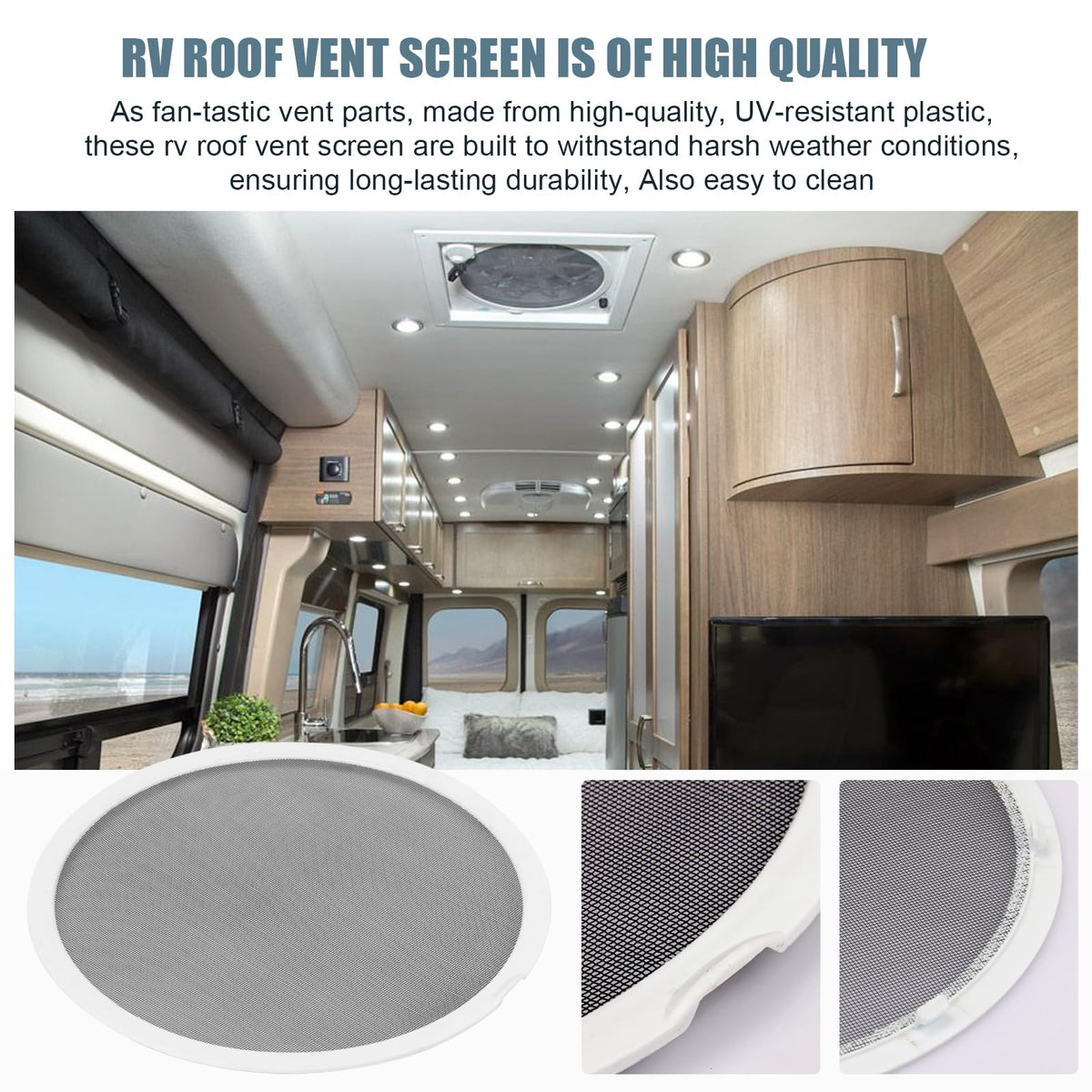 White 2PCS RV Vent Screen Roof Fan Frame Parts N4475