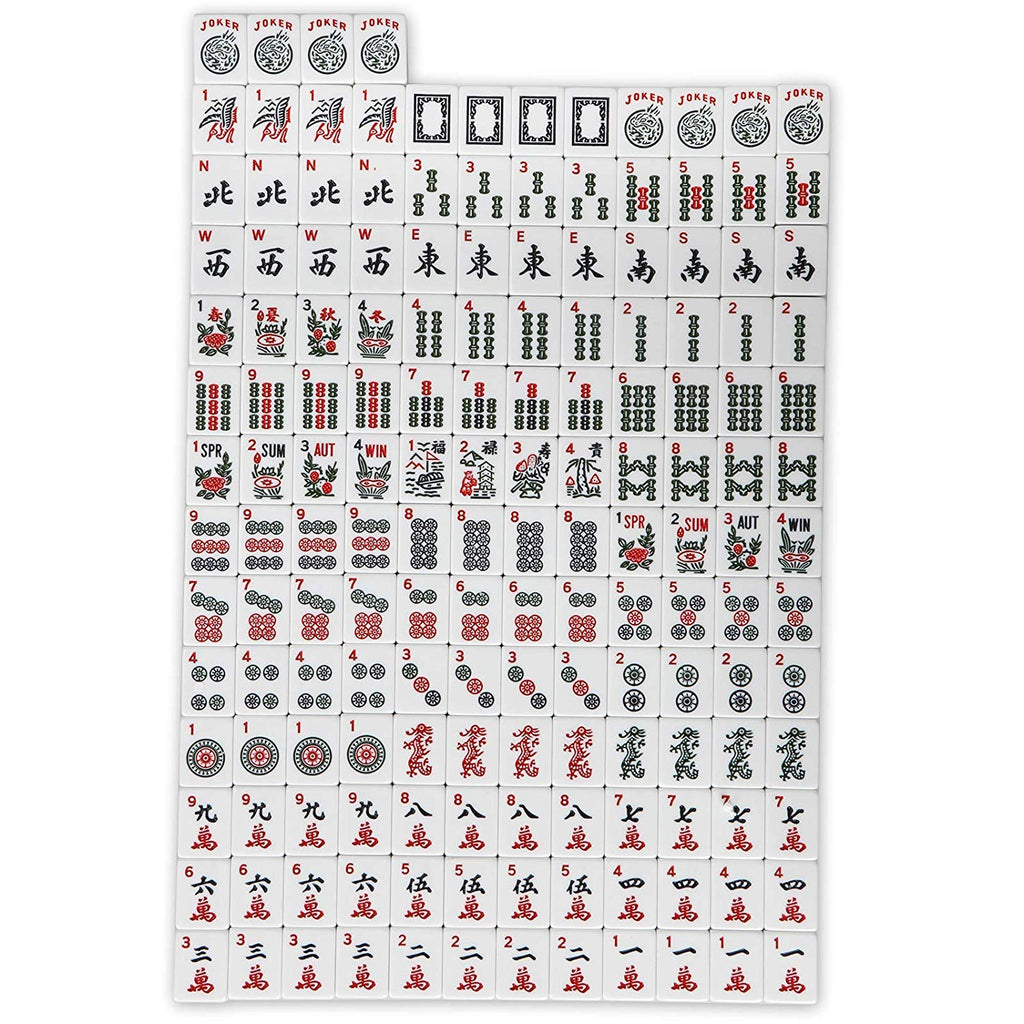 Black Soft Bag 166 White Engraved Tiles Mahjong Set A3981