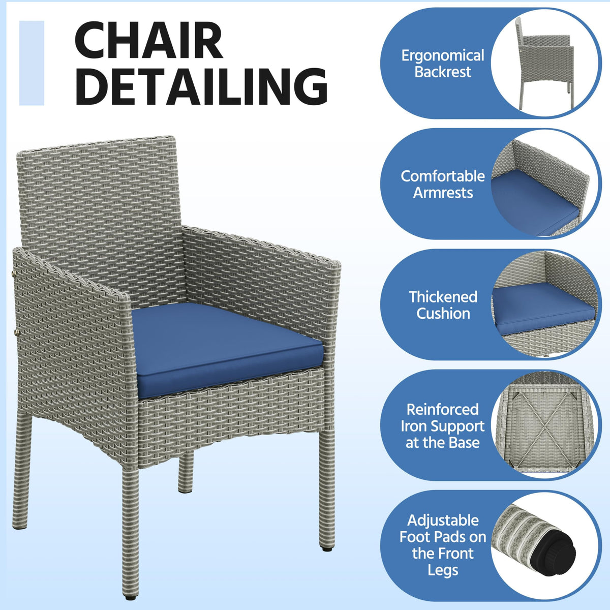 4 Pieces Rattan Wicker Patio Furniture Set with Cushion and Glass Table C756894