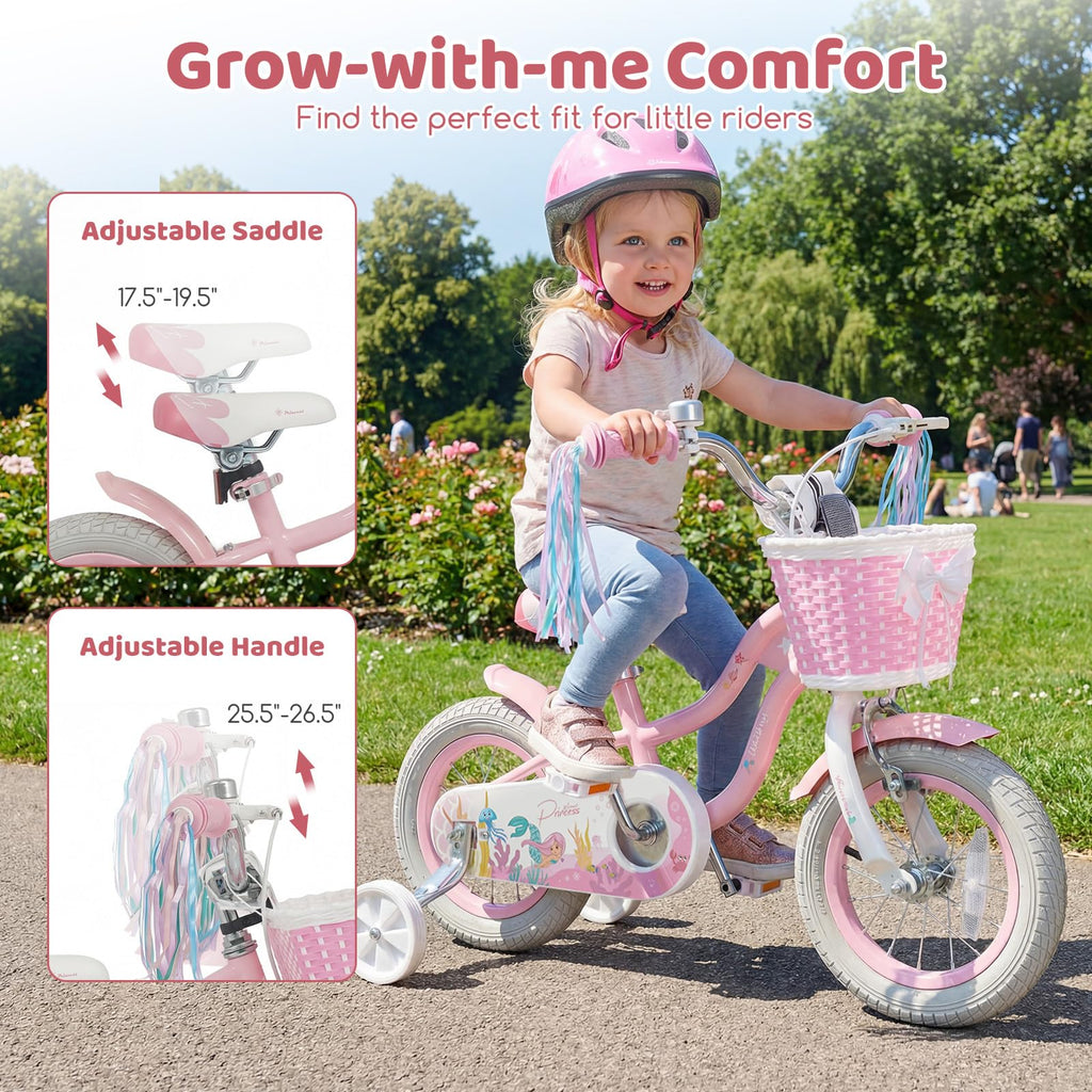 Kids Bike with Basket and Training Wheels Q3161