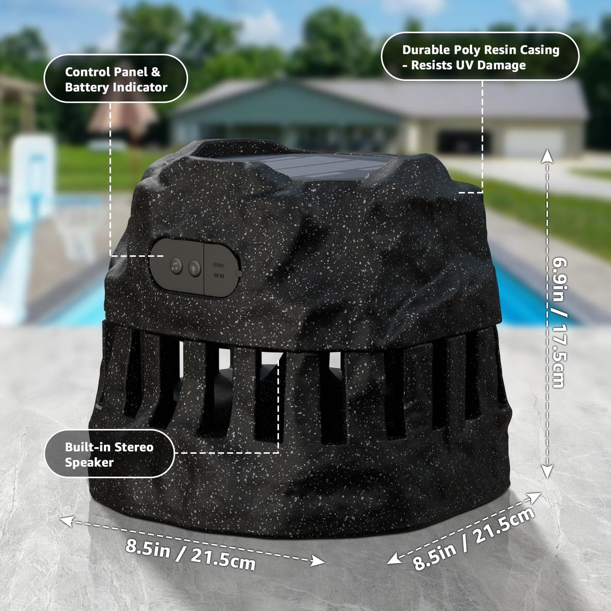 2-Pack Solar Powered Waterproof Rock Speakers P4834