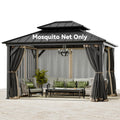 11' x 13' Gazebo Mosquito Netting Replacement 4-Panel Sidewalls with Double Zipper E30985