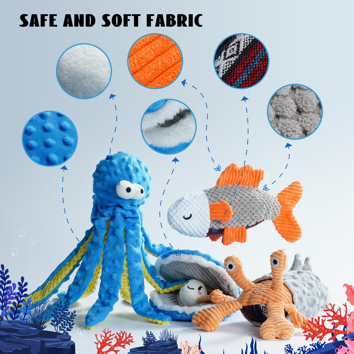 4 Packs Crinkle Squeaky Dog Toys P30425