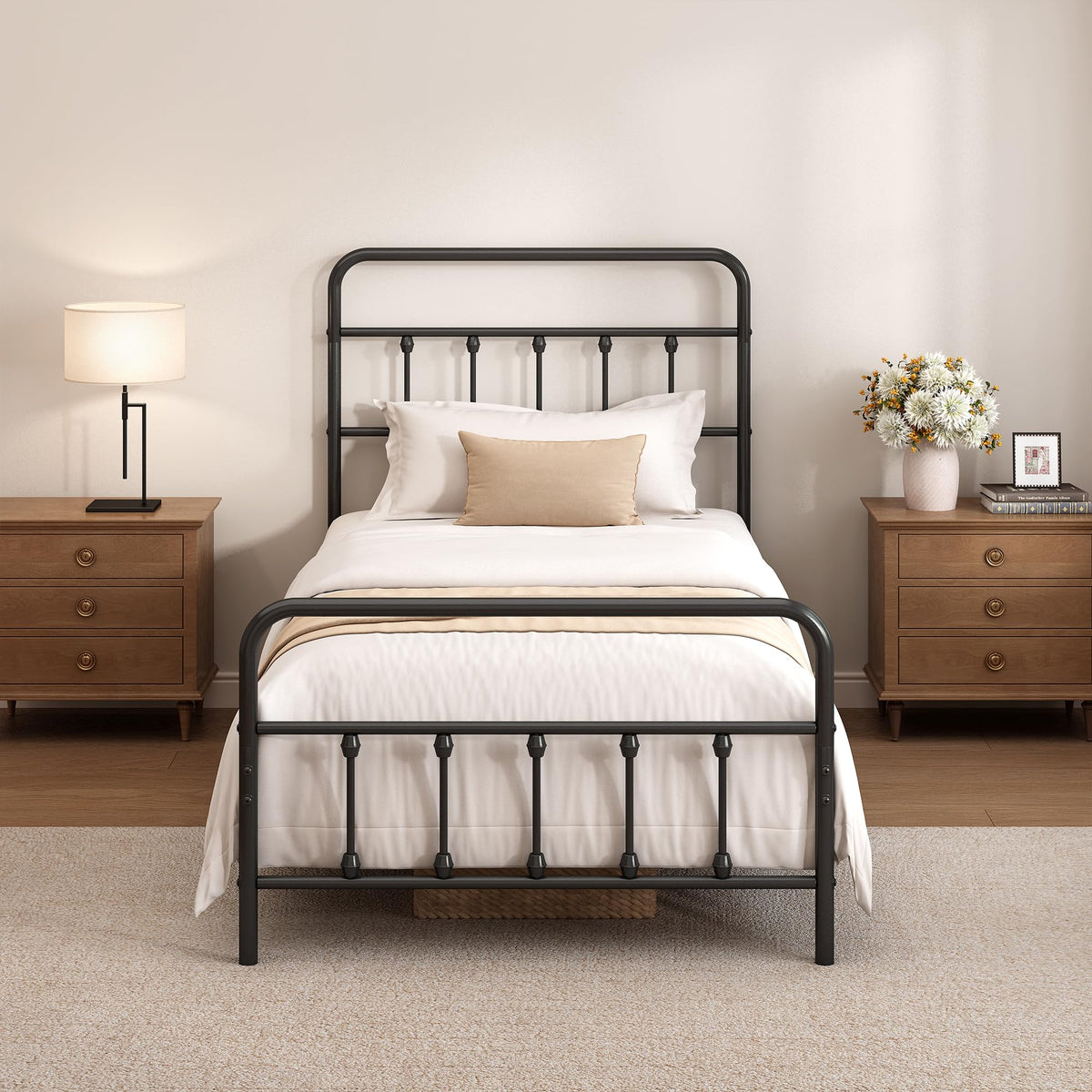 Twin Size Metal Bed Frame with Headboard and Footboard R362226