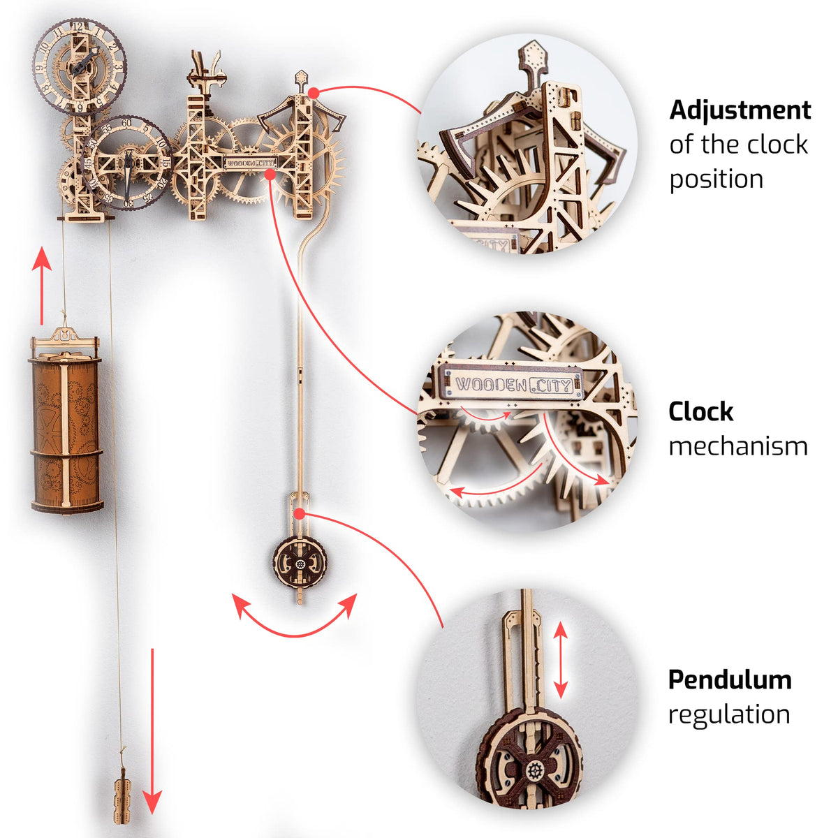 3D Wooden Clock Puzzle Building Kit with 257 Pieces R6278
