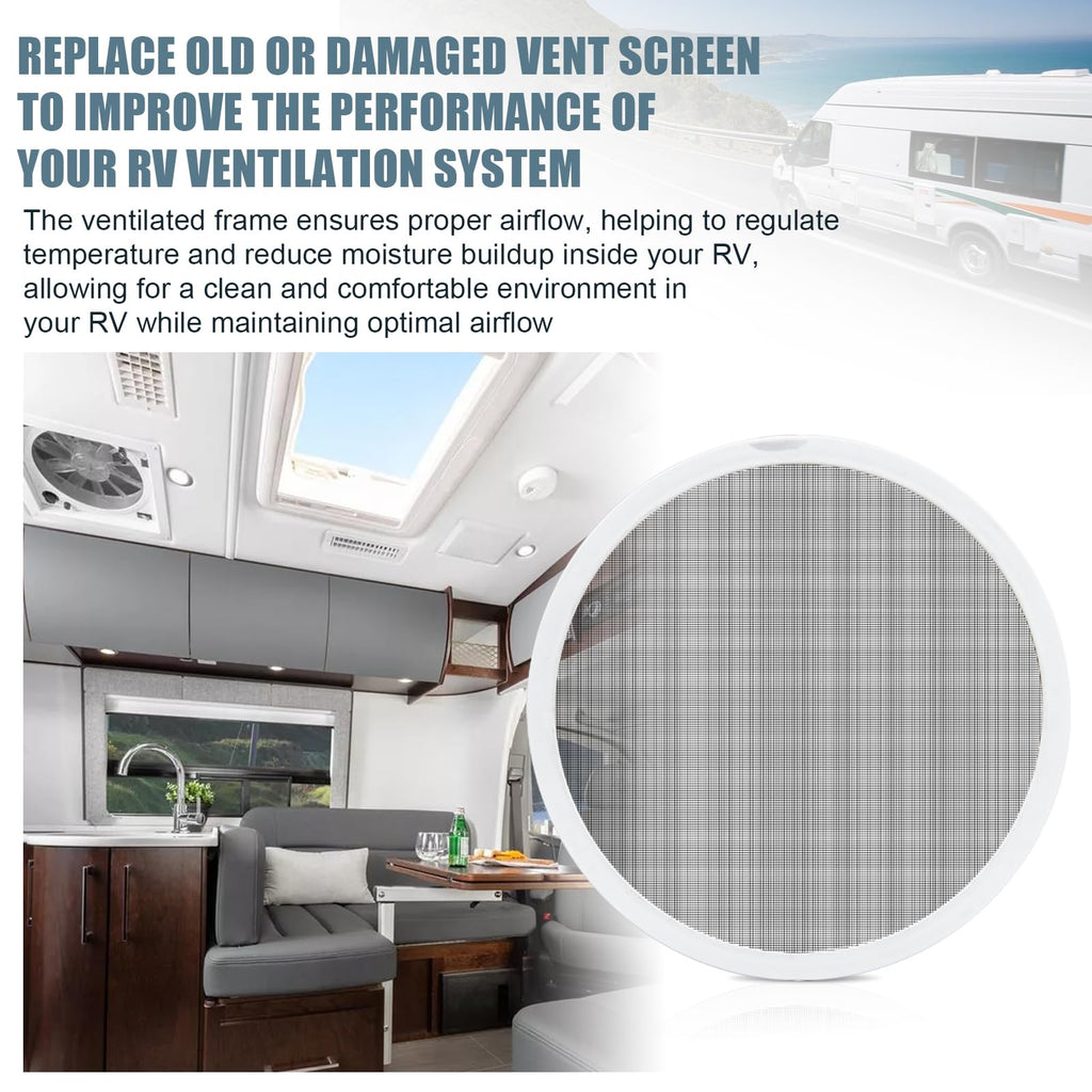 White 2PCS RV Vent Screen Roof Fan Frame Parts N4475