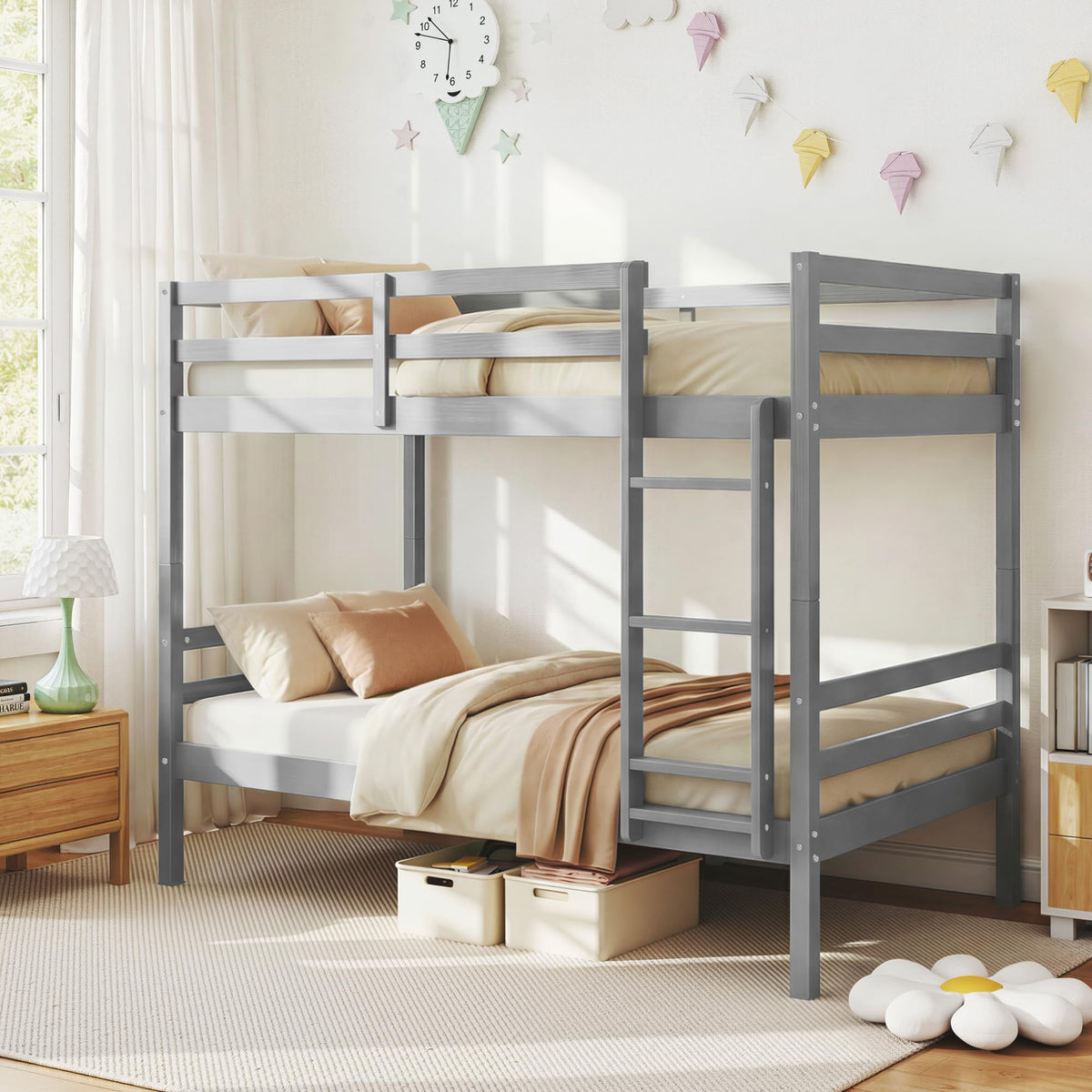 Twin Over Twin Solid Wood Bunk Bed S535