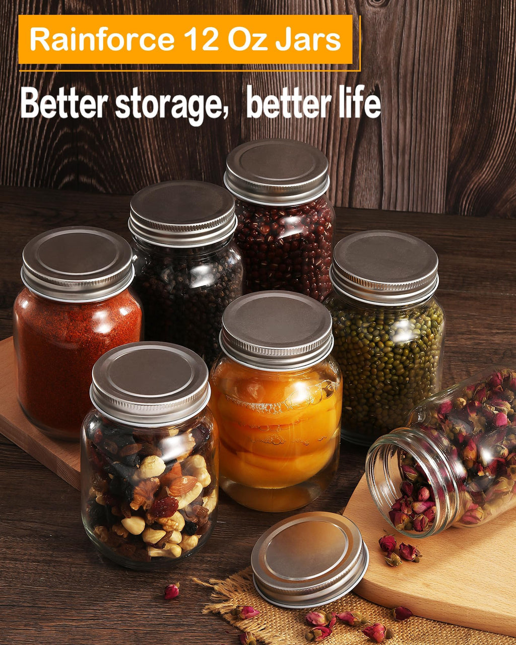 12 oz Glass Canning Jars 6 Pack L329