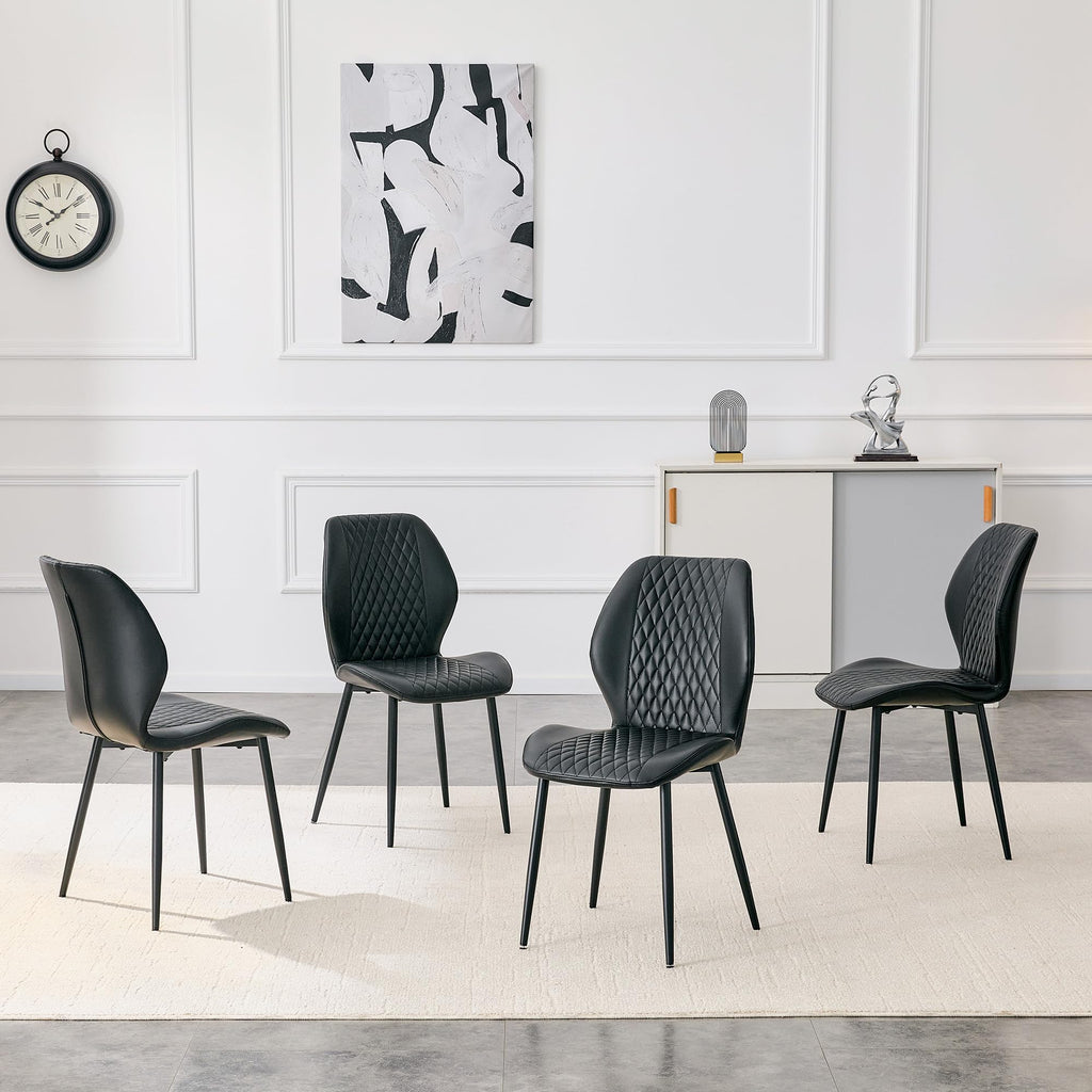 Set of 4 Black Upholstered Dining Chairs W351