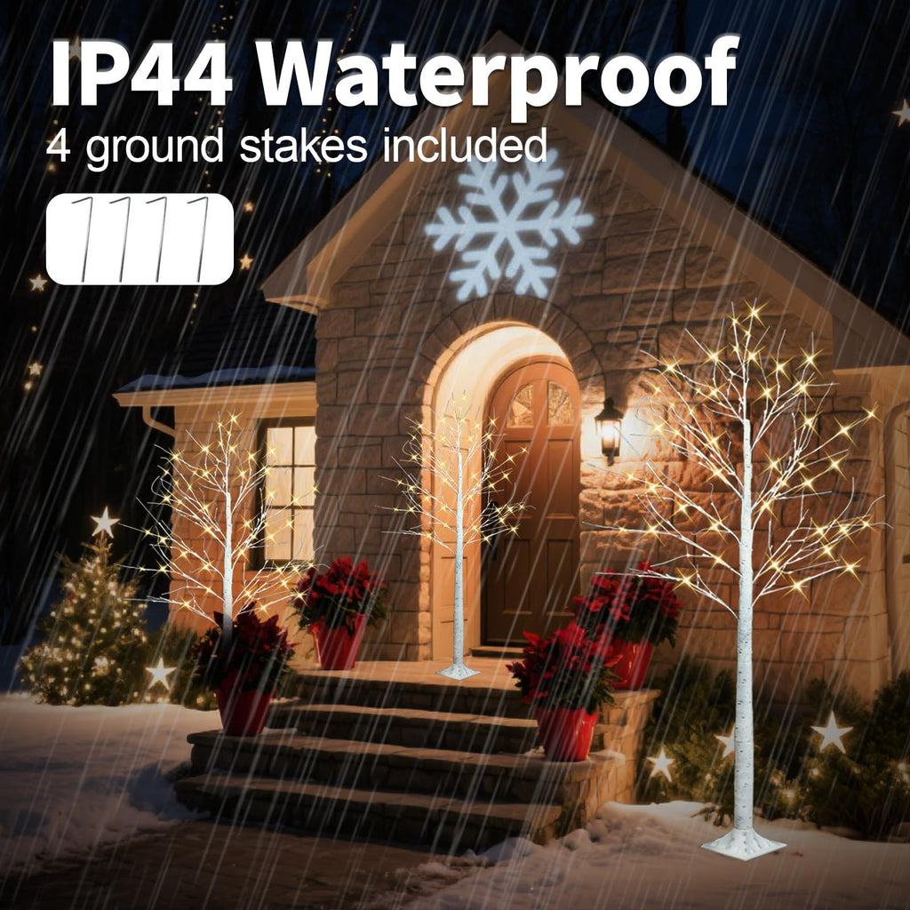 4FT 6FT 8FT Lighted Artificial Birch Tree Set of 3 C803135