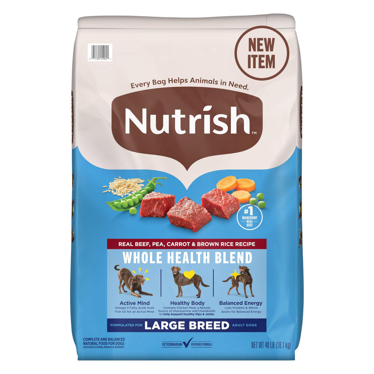 Large Breed Dry Dog Food with Beef 40 lb Bag A354651