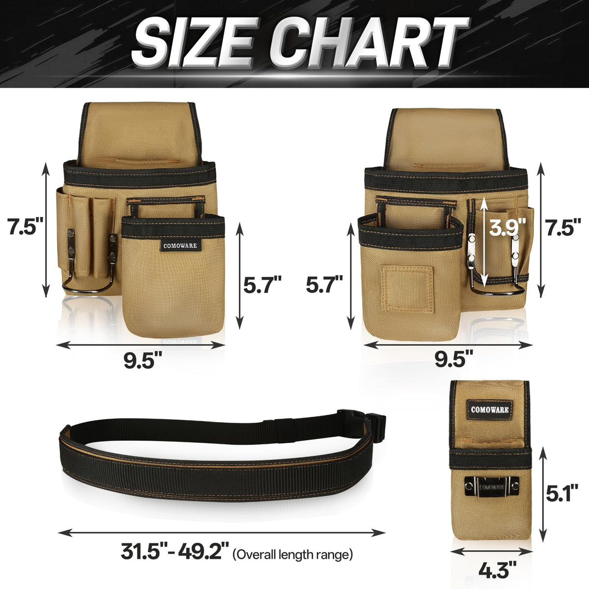 Tool Belt with Adjustable Belt & Magnetic Zone H346934