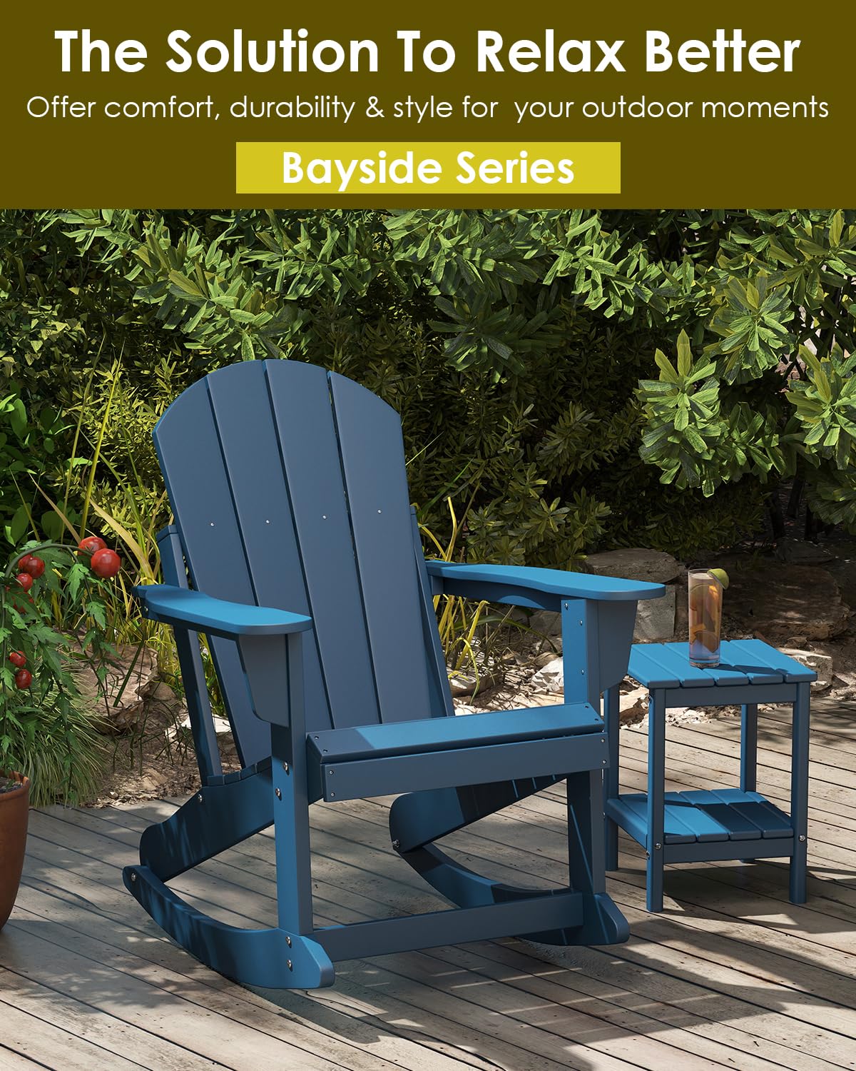 Blue Adirondack Rocking Chairs Set of 4 G40551