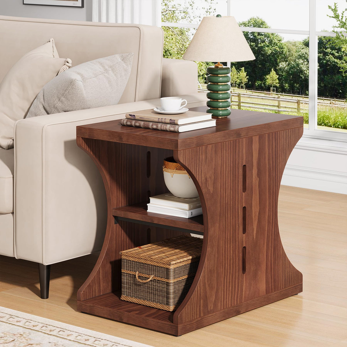 Brown Solid Wood Side End Table O83762