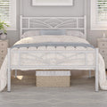 Twin Size White Metal Bed Frame with Headboard U758539