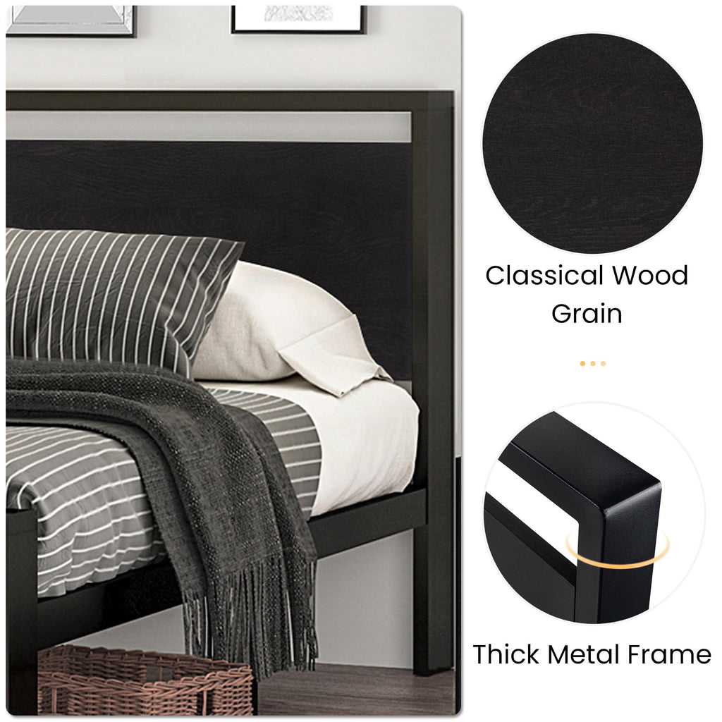 Full Size Bed Frame with Wooden Headboard and Footboard Q6382