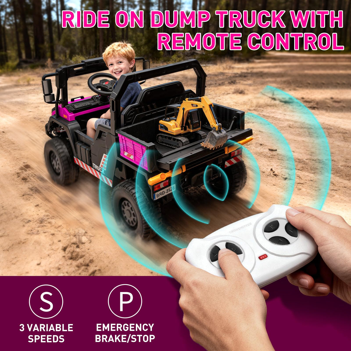 24V Kids Ride On Dump Truck Car with Electric Dump Bed and Remote Control Z71047