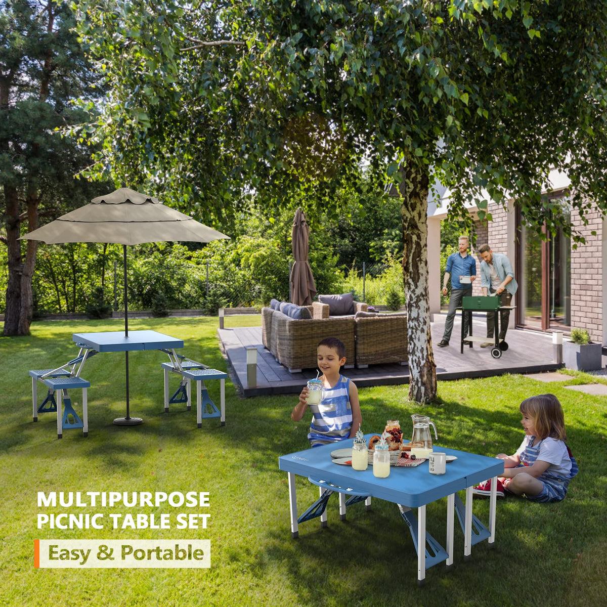 4 Ft Folding Picnic Table Set with 4 Seats X630
