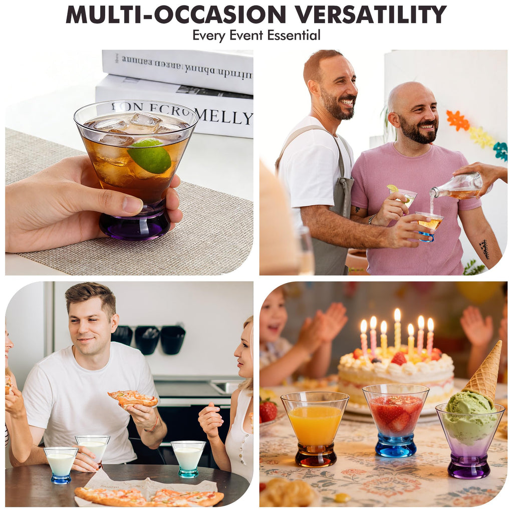 Multi Colored Stemless Martini Glasses Set of 6 K613