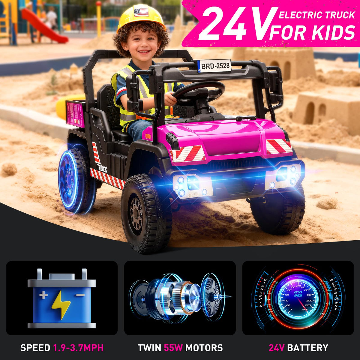 24V Kids Ride On Dump Truck Car with Electric Dump Bed and Remote Control Z71047