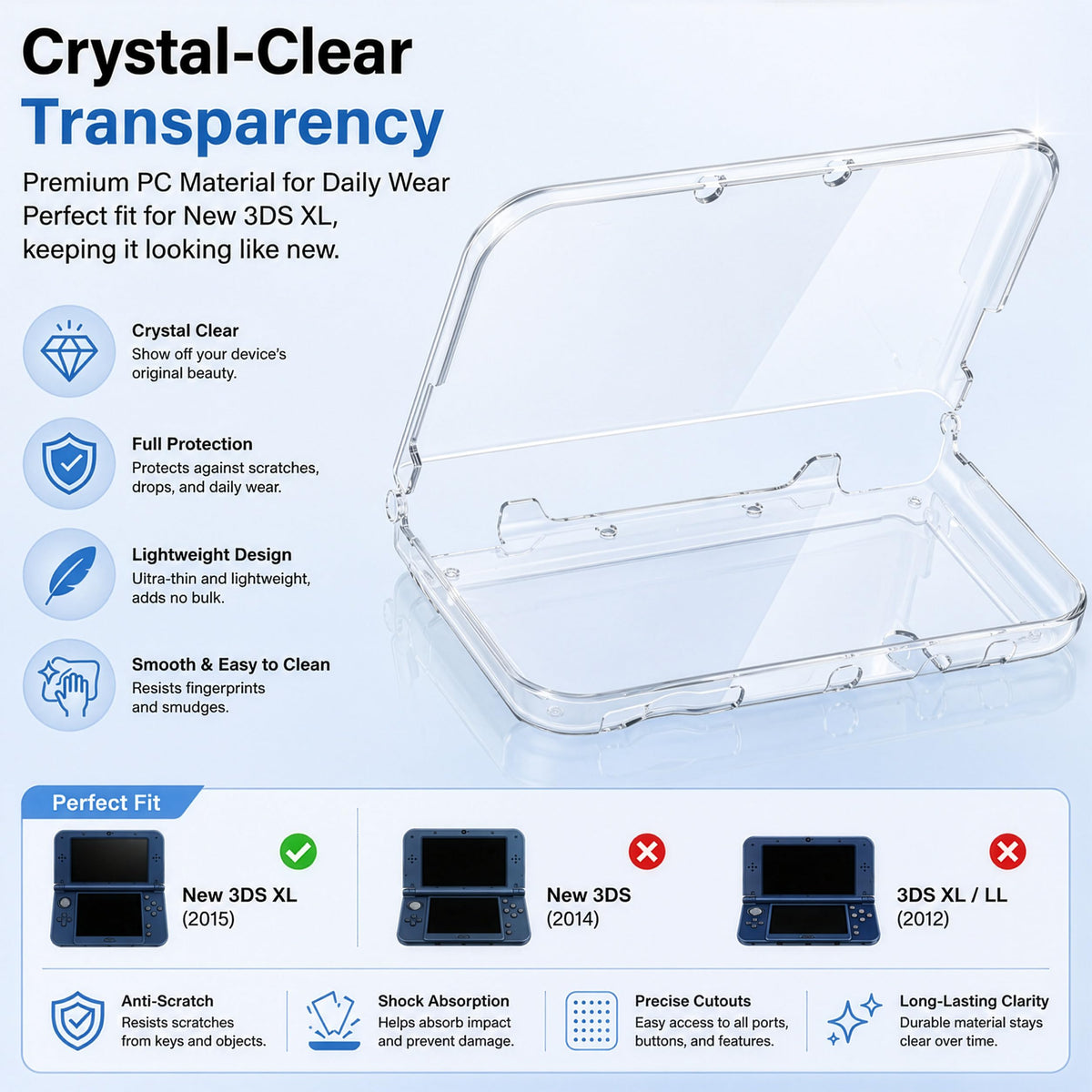Carrying Case for New 3DS XL LL with Hard Shell and Charging Cable S254