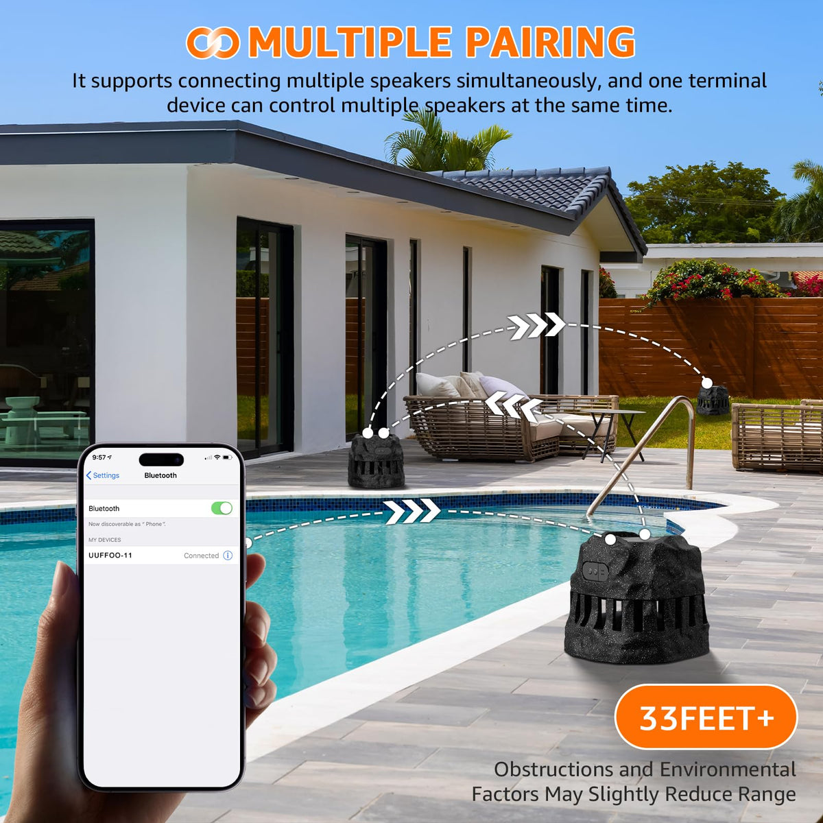 2-Pack Solar Powered Waterproof Rock Speakers P4834