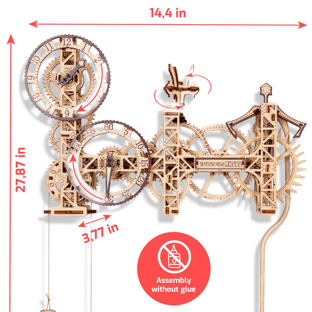 3D Wooden Clock Puzzle Building Kit with 257 Pieces R6278