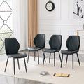 Set of 4 Black Upholstered Dining Chairs W351