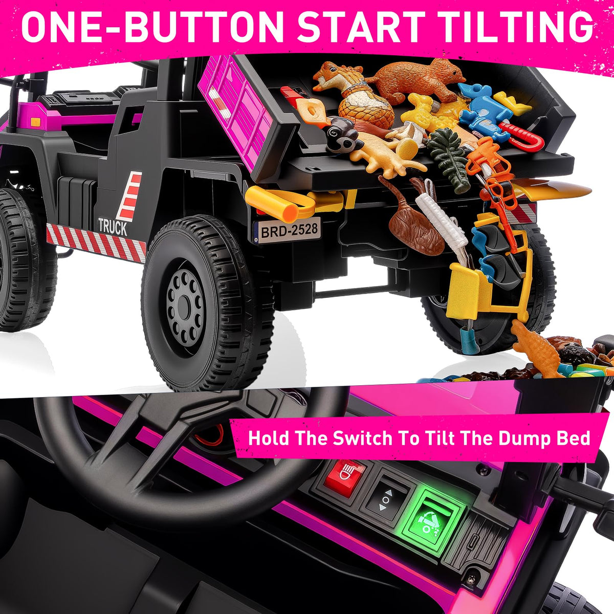 24V Kids Ride On Dump Truck Car with Electric Dump Bed and Remote Control Z71047