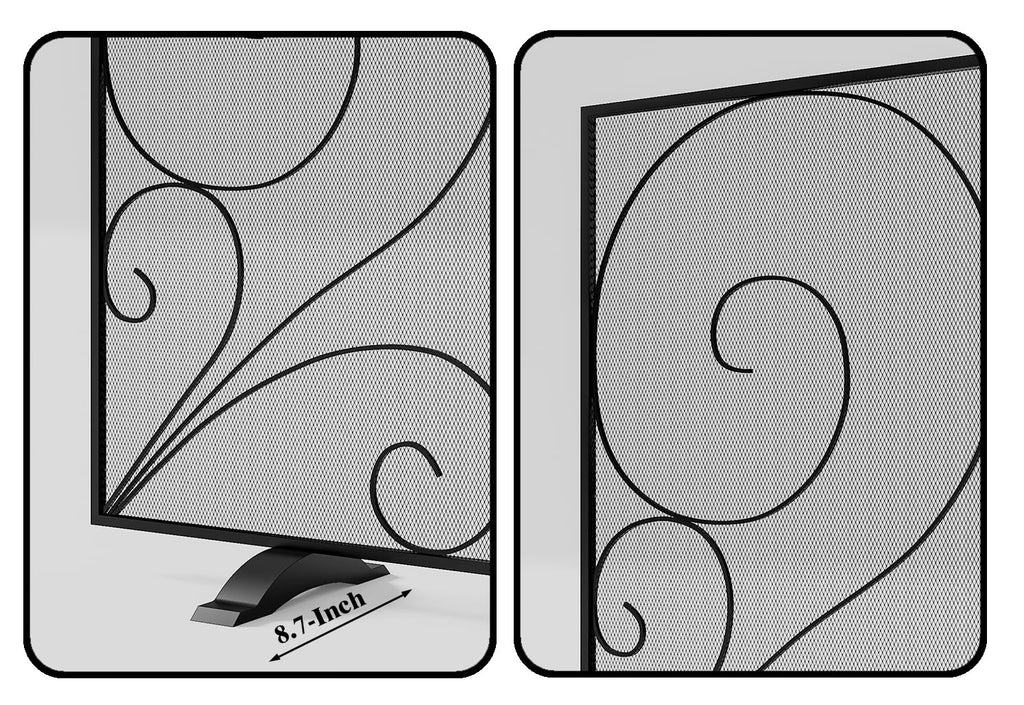 Black Single Panel Wrought Iron Fireplace Screen B39604